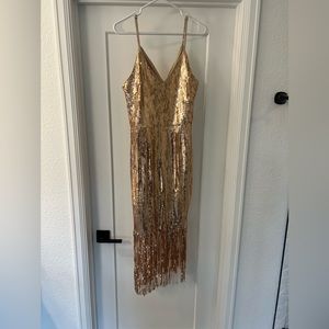Lulus rose gold sequin flapper dress